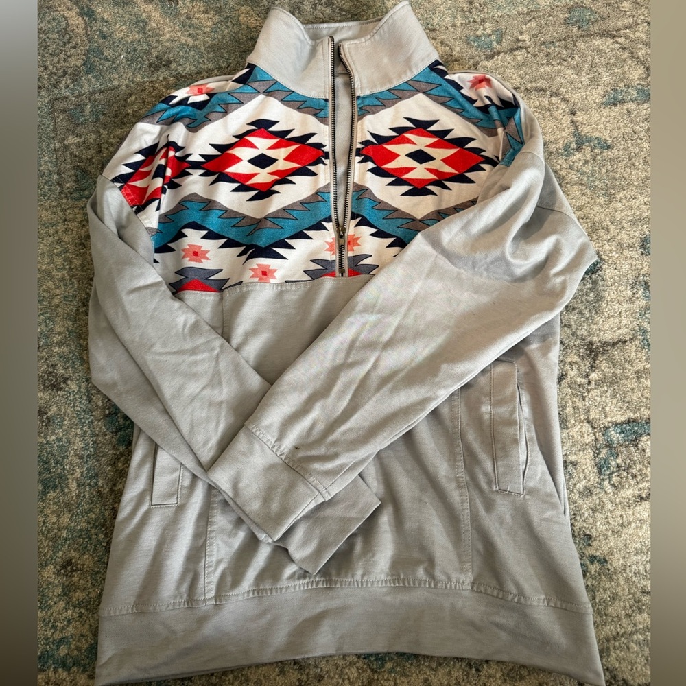3/4 zip western pullover